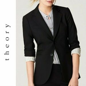 Theory pinstripe blazer contrast cuff size 10